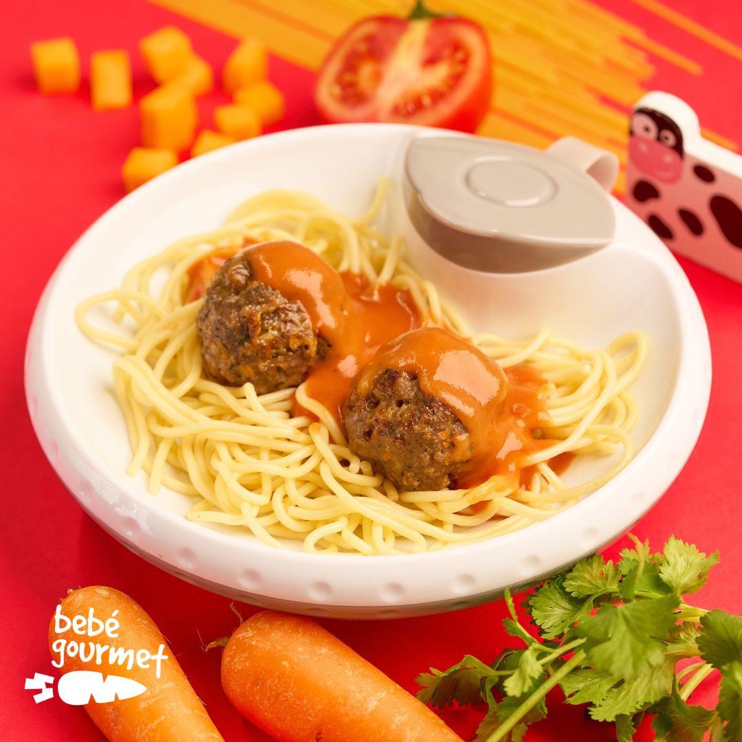 Almôndegas de Vitela e Legumes com Esparguete (12+)