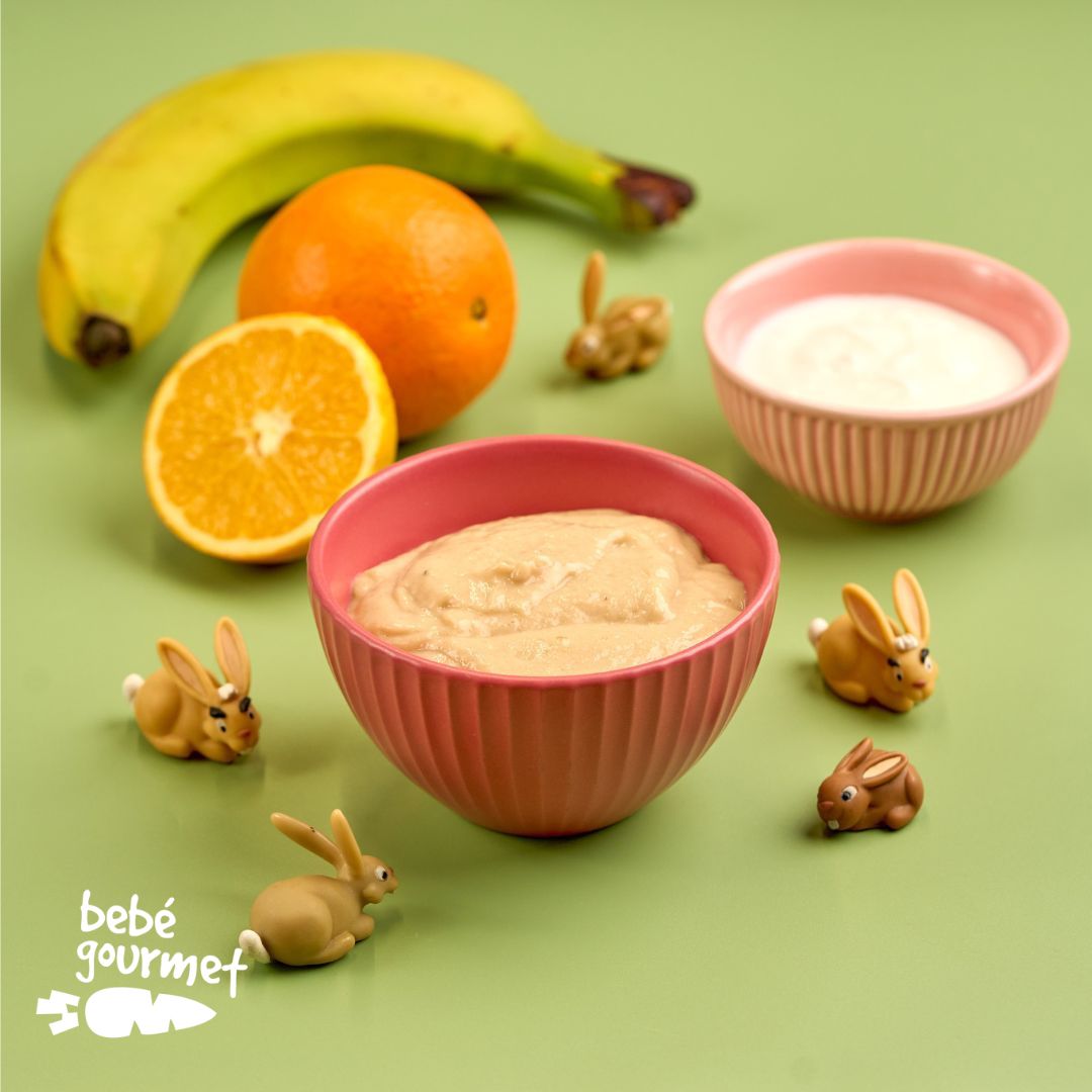 Puré de Banana, Iogurte e Bolacha (12+)